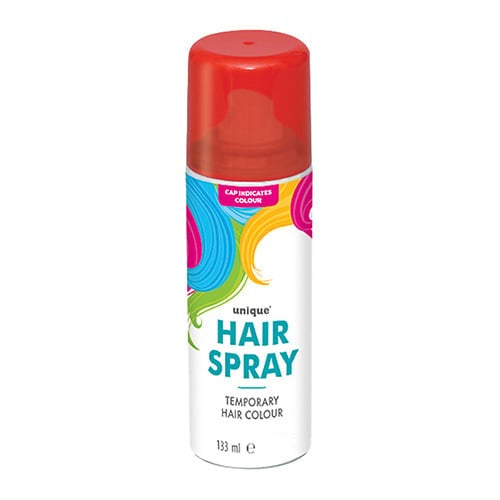 UNIQUE PARTY NEON RED GLITTER HAIR COLOUR SPRAYS 4.5OZ / 133ML. UNI9052 \\\KD32029