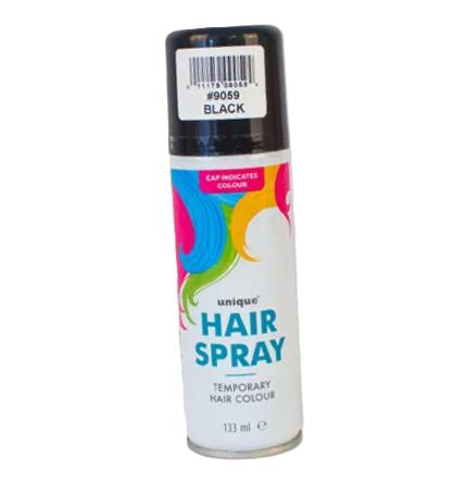 UNIQUE PARTY NEON BLACK GLITTER HAIR COLOUR SPRAYS 4.5OZ / 133ML. UNI9059 \\\KD32030