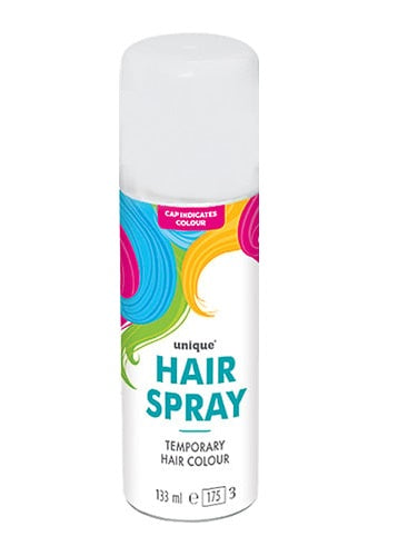 UNIQUE PARTY NEON WHITE GLITTER HAIR COLOUR SPRAYS 4.5OZ / 133ML. UNI9060 \\\KD32031