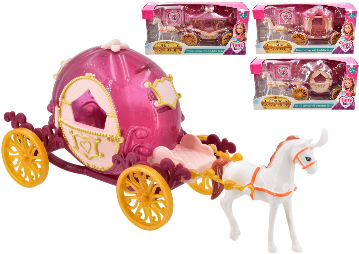 FAIRY TALE ASSORTED PRINCESS HORSE AND CARRIAGE SET. TY0673 \\\KD32108