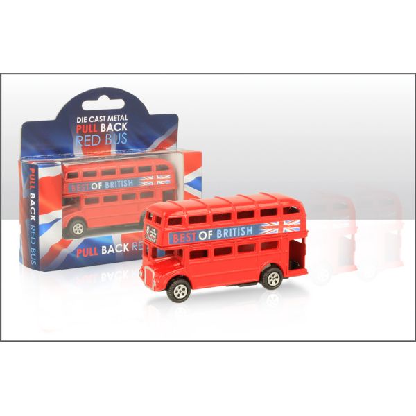 UNION JACK DIE CAST PULL BACK RED BUS. EL70690 \\\KD32133