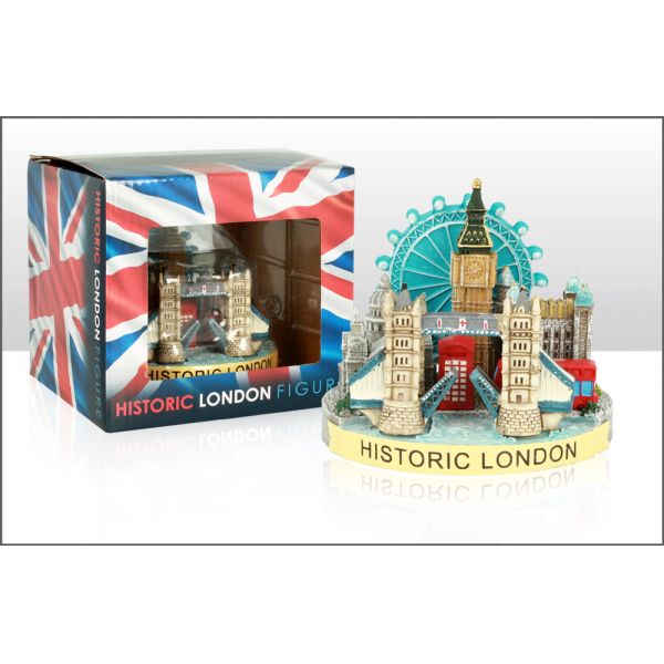 LONDON COLLAGE WITH BUS & TELEPHONE RESIN FIGURE. EL53377 \\\KD32137