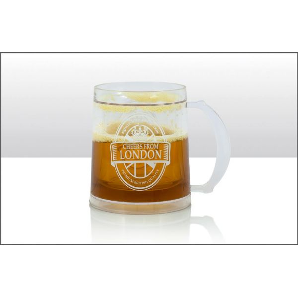 CHEERS FROM LONDON TANKARD BEER MUG GLASS 200ML. EL7000 \\\KD32148