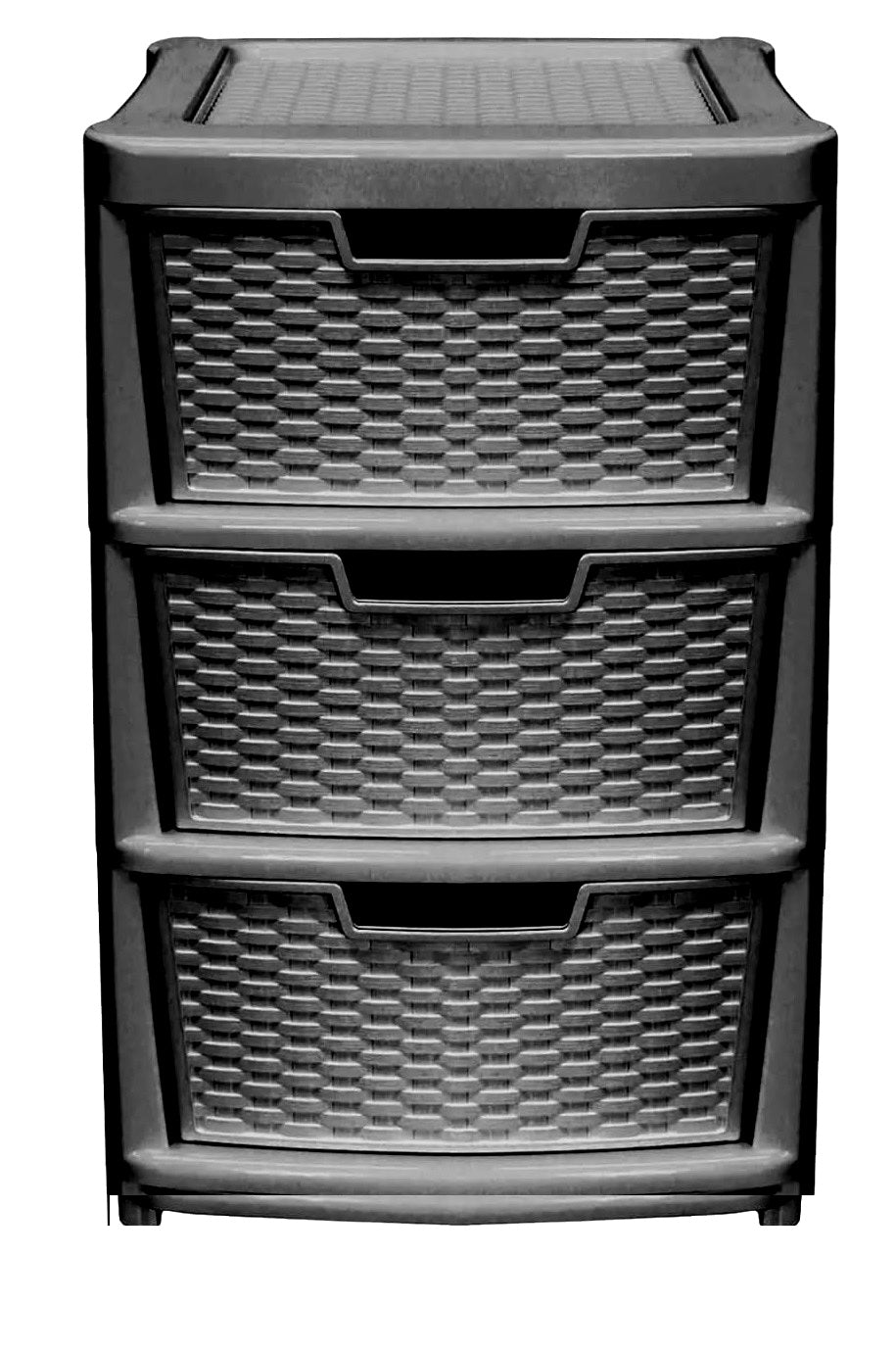 PLASTIC LARGE 3 DRAWER RATTAN TOWER STORAGE UNIT - BLACK. 05114100102 \\\KD32279