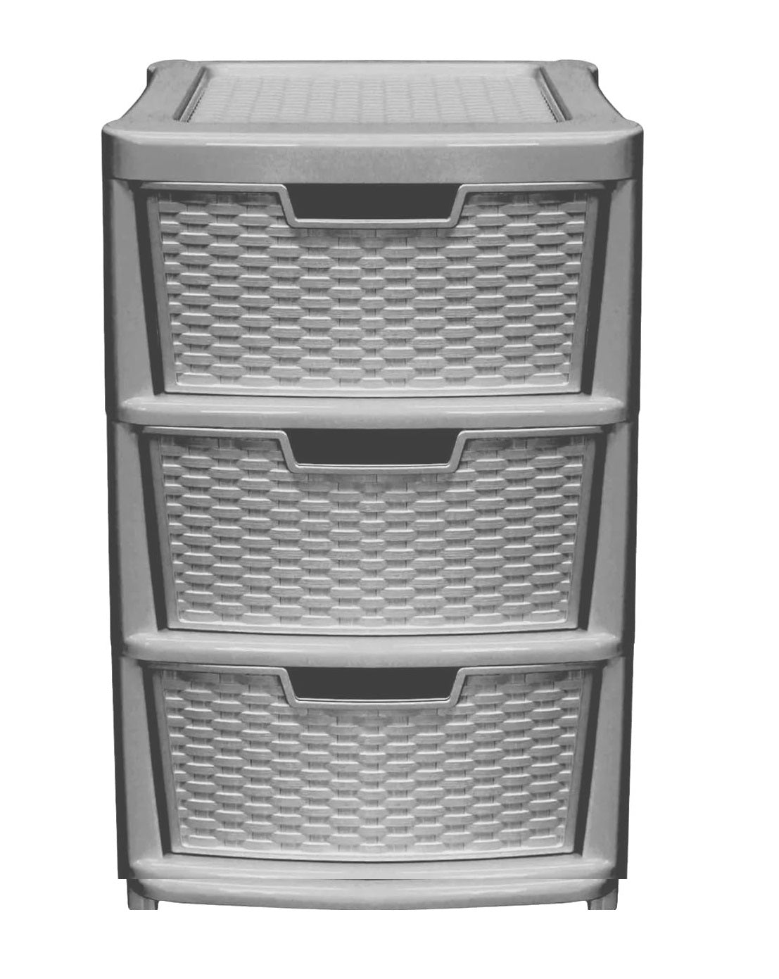 PLASTIC LARGE 3 DRAWER RATTAN TOWER STORAGE UNIT - GREY. 05114101211 \\\KD32280