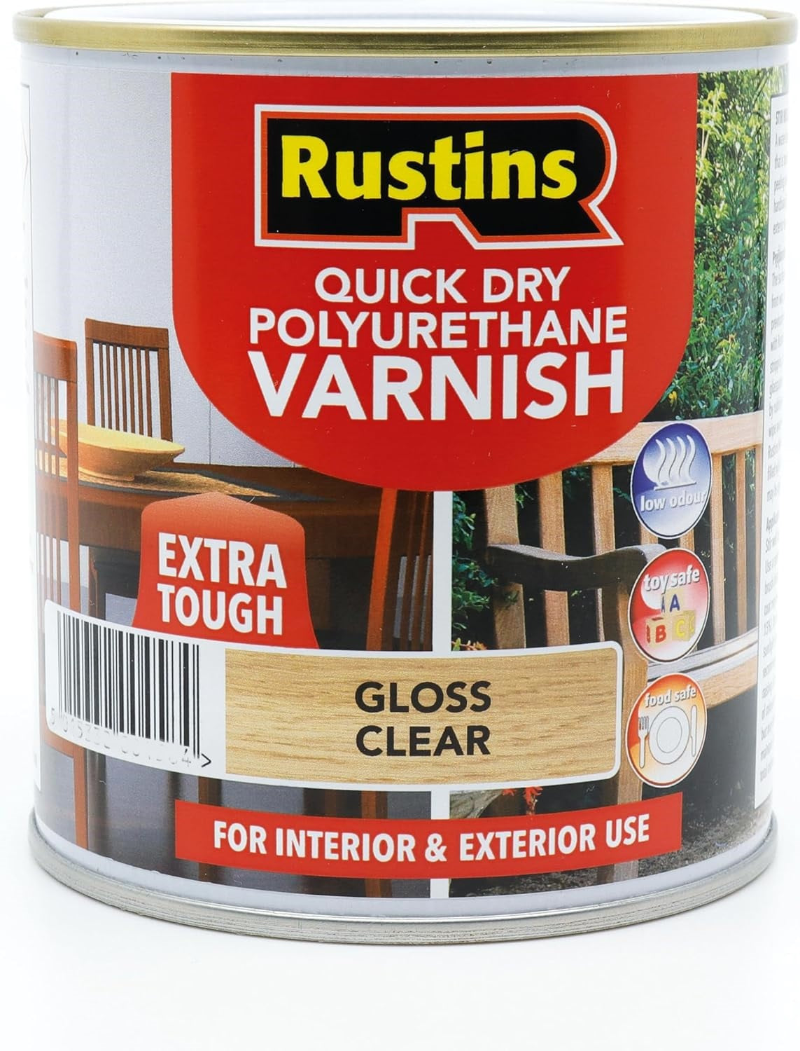 RUSTINS QUICK DRY POLYURETHANE VARNISH EXTRA TOUGH GLOSS CLEAR 1LTR. POGCW1000 \\\KD32339
