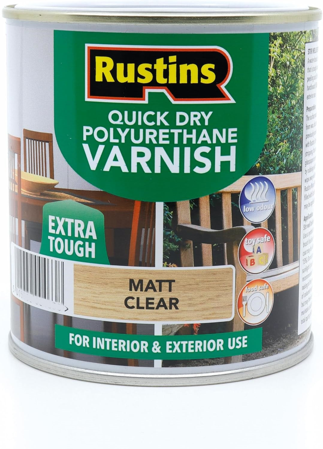 RUSTINS QUICK DRY POLYURETHANE VARNISH EXTRA TOUGH MATT CLEAR 1LTR. POMCW1000 \\\KD32341