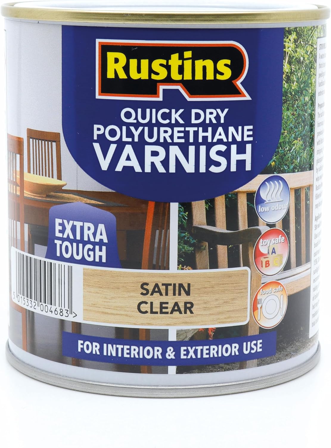 RUSTINS QUICK DRY POLYURETHANE VARNISH EXTRA TOUGH STAIN CLEAR  1LTR. POSCW1000 \\\KD32344