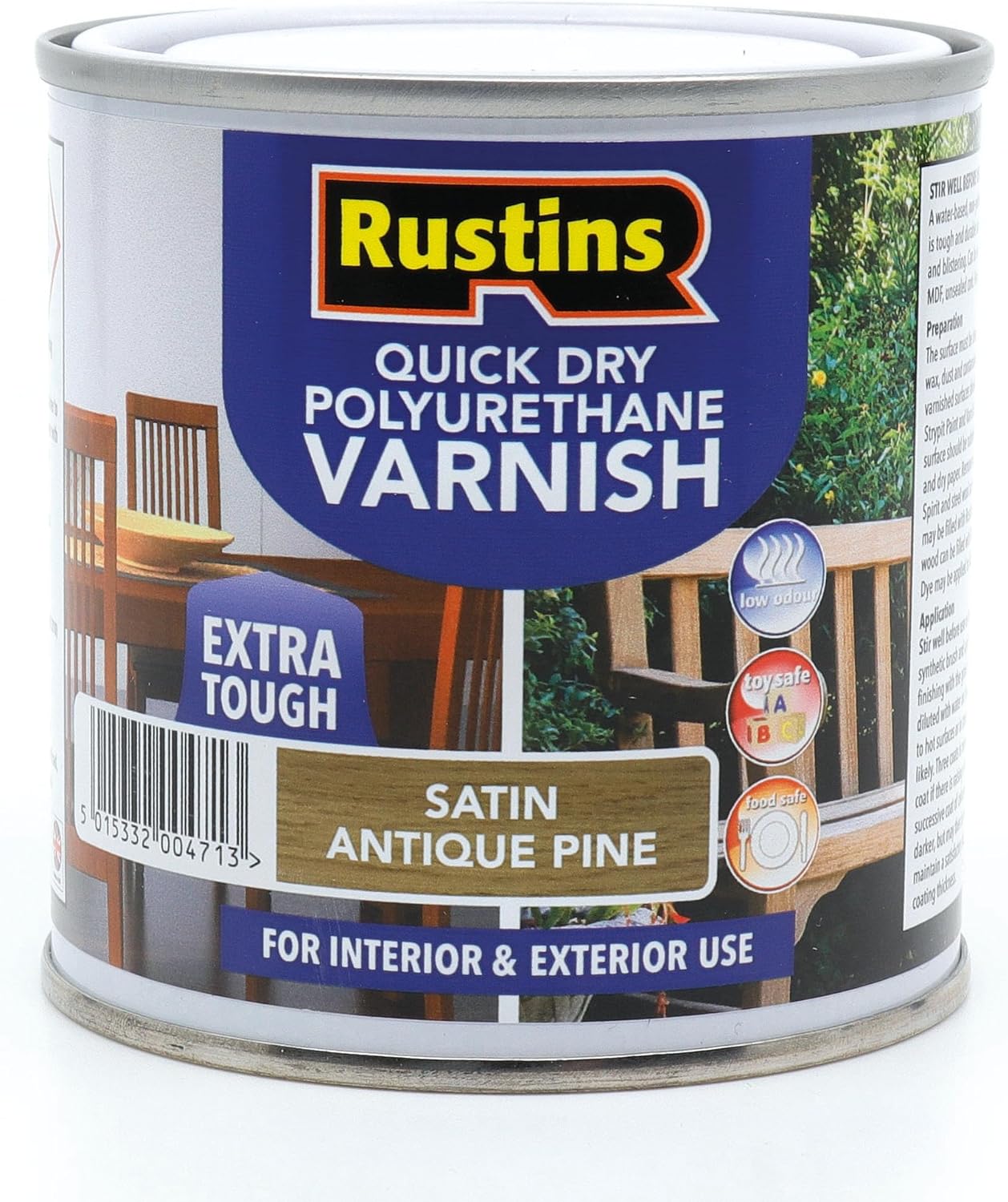 RUSTINS QUICK DRY POLYURETHANE VARNISH EXTRA TOUGH STAIN ANTIQUE PINE 250ML. PSAPW250 \\\KD32346