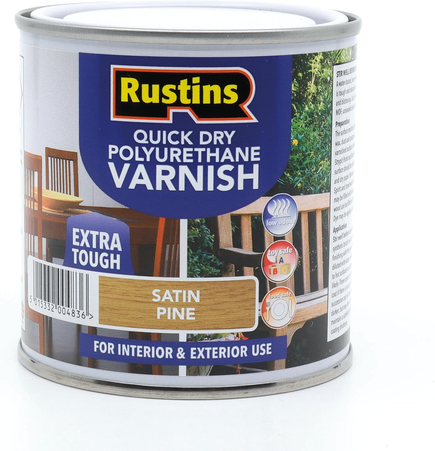 RUSTINS QUICK DRY POLYURETHANE VARNISH EXTRA TOUGH STAIN PINE 250ML. PSPIW250 \\\KD32350