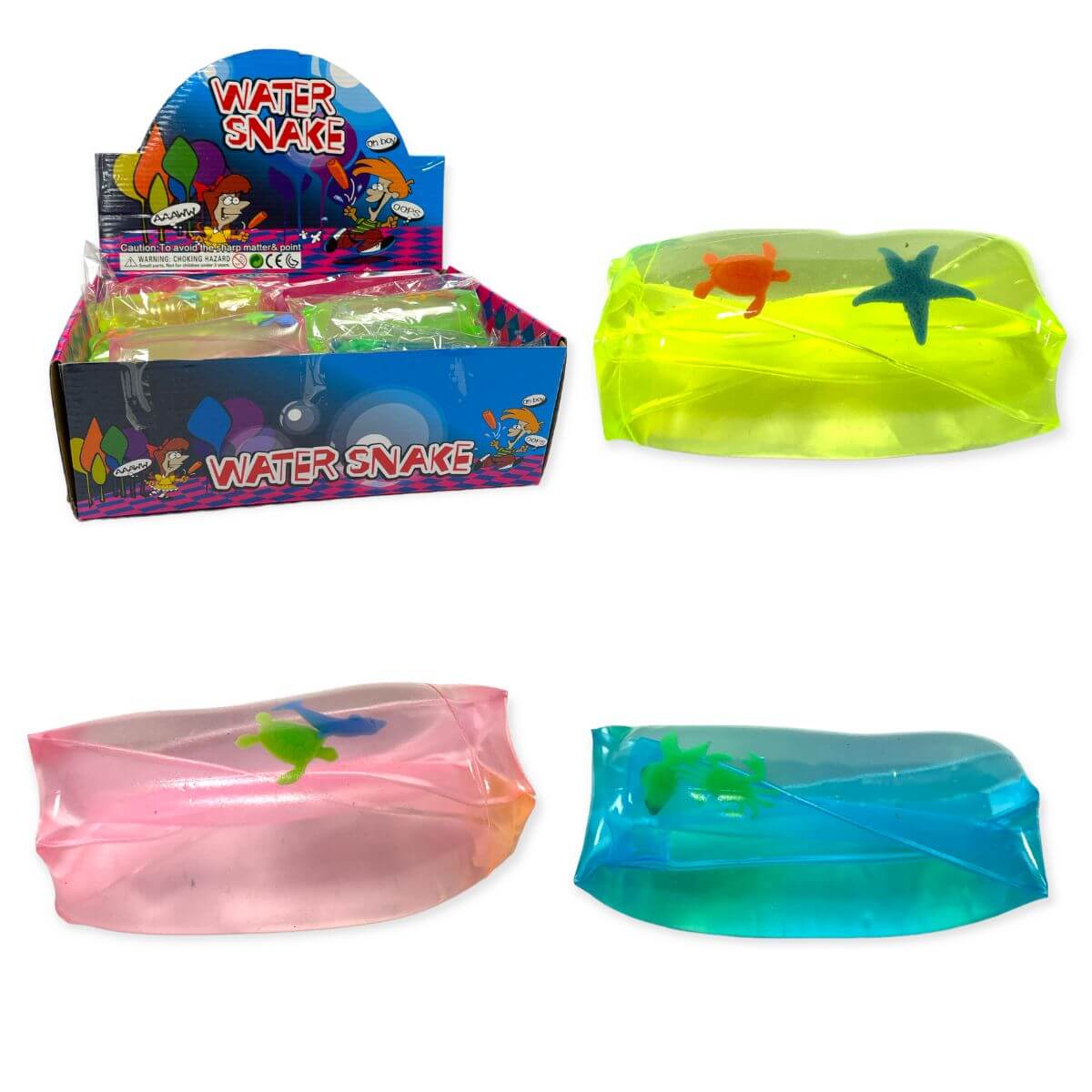 ASSORTED COLOUR WATER SNAKE TOYS 13CM. HU1378 \\\KD32427