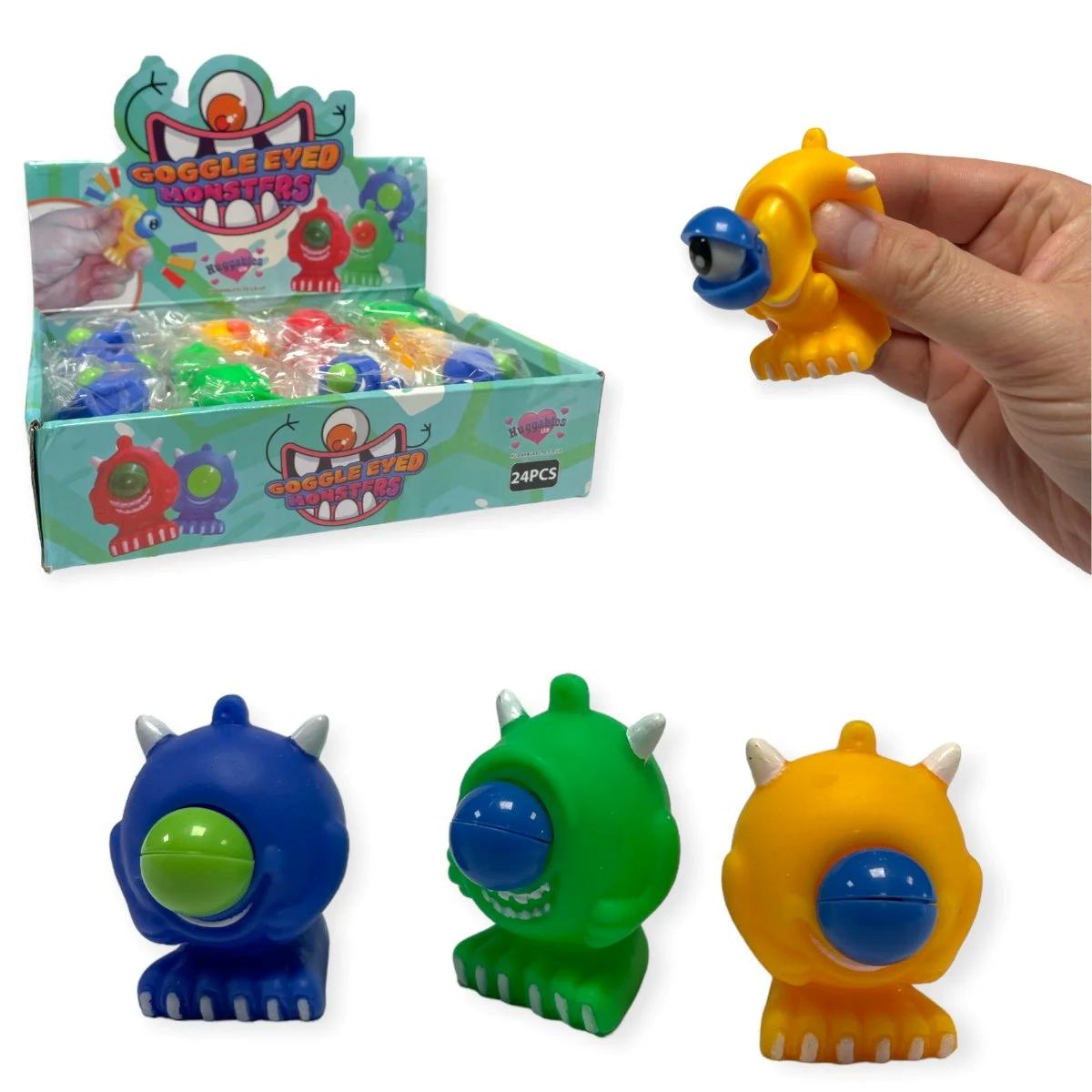 ASSORTED GOOGLE EYED SQUEEZE MONSTER 6CM. HU1572 \\\KD32429