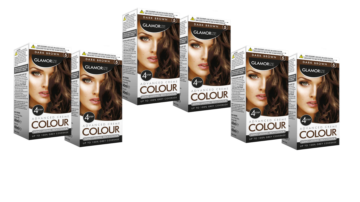 GLAMORIZE LONG LASTING WOMEN HAIR DYE COLOUR NO. 5 - DARK BROWN 6/PK. OL309639 \\\KD32439