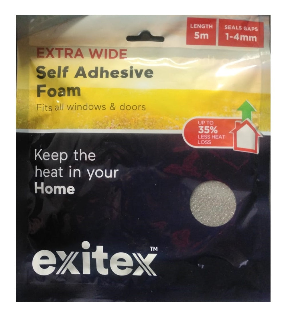 EXITEX EXTRA WIDE SELF ADHESIVE FOAM TAPE 5M - GREY. 1.01.0382.0005.25 \\\KD32536