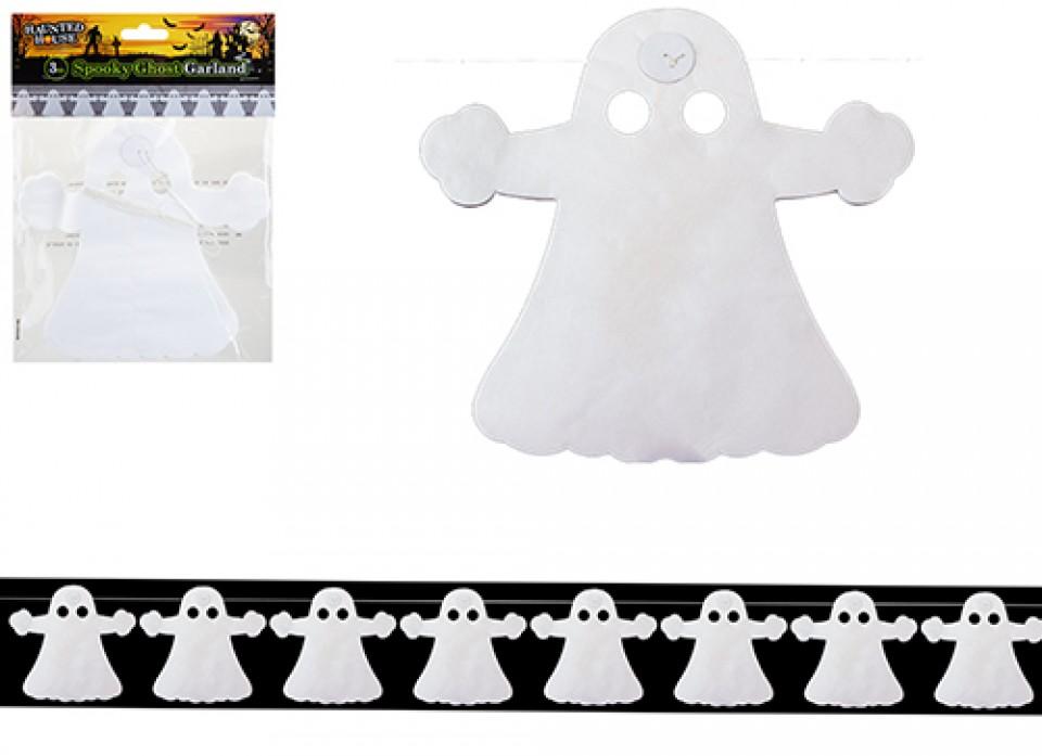 HAUNTED HOUSE PAPER SPOOKY GHOST GARLAND 3MTR. PI976249 \\\KD32571