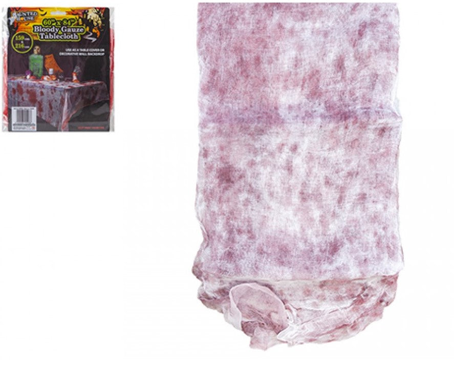 HAUNTED HOUSE BLOODY GAUZE TABLE CLOTH 160 X 215CM. PI976139 \\\KD32586