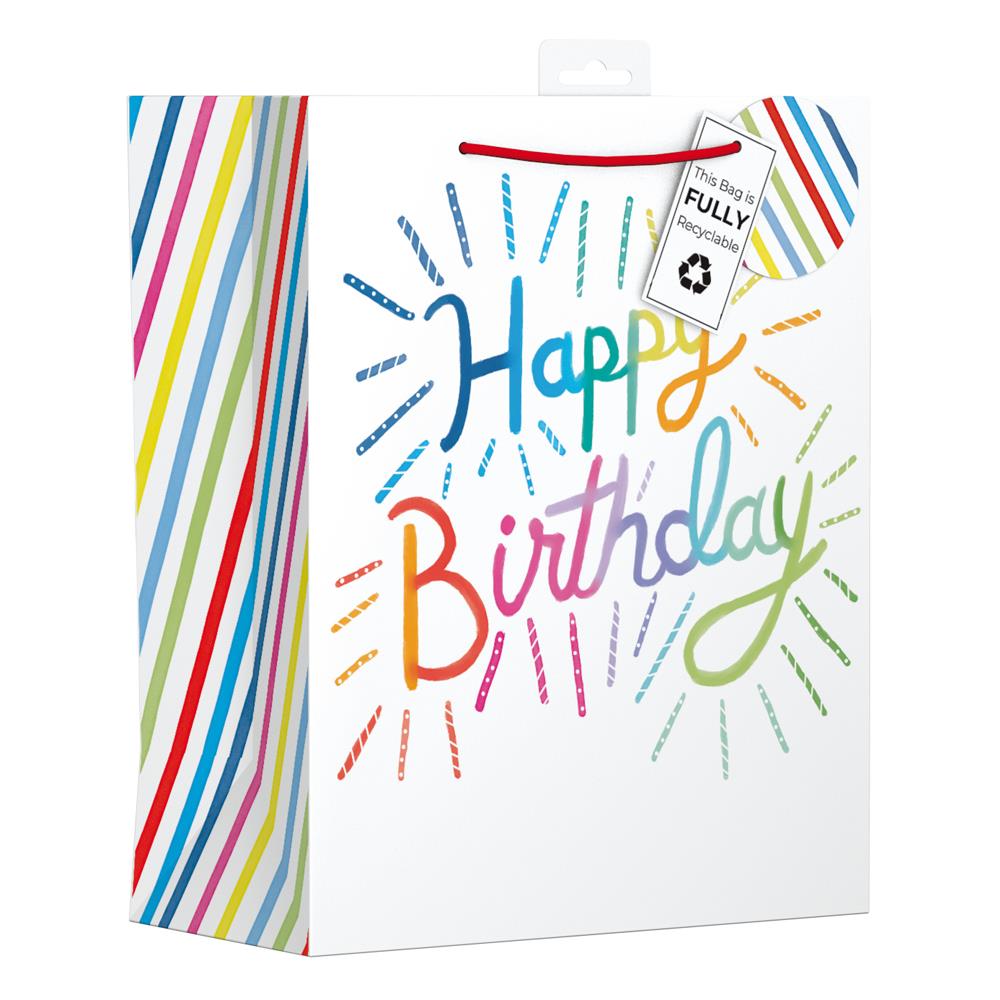 GIFTMAKER BRIGHT BIRTHDAY TEXT LARGE GIFT BAGS APX 36 X 28 CM. YANGB11L \\\KD32599