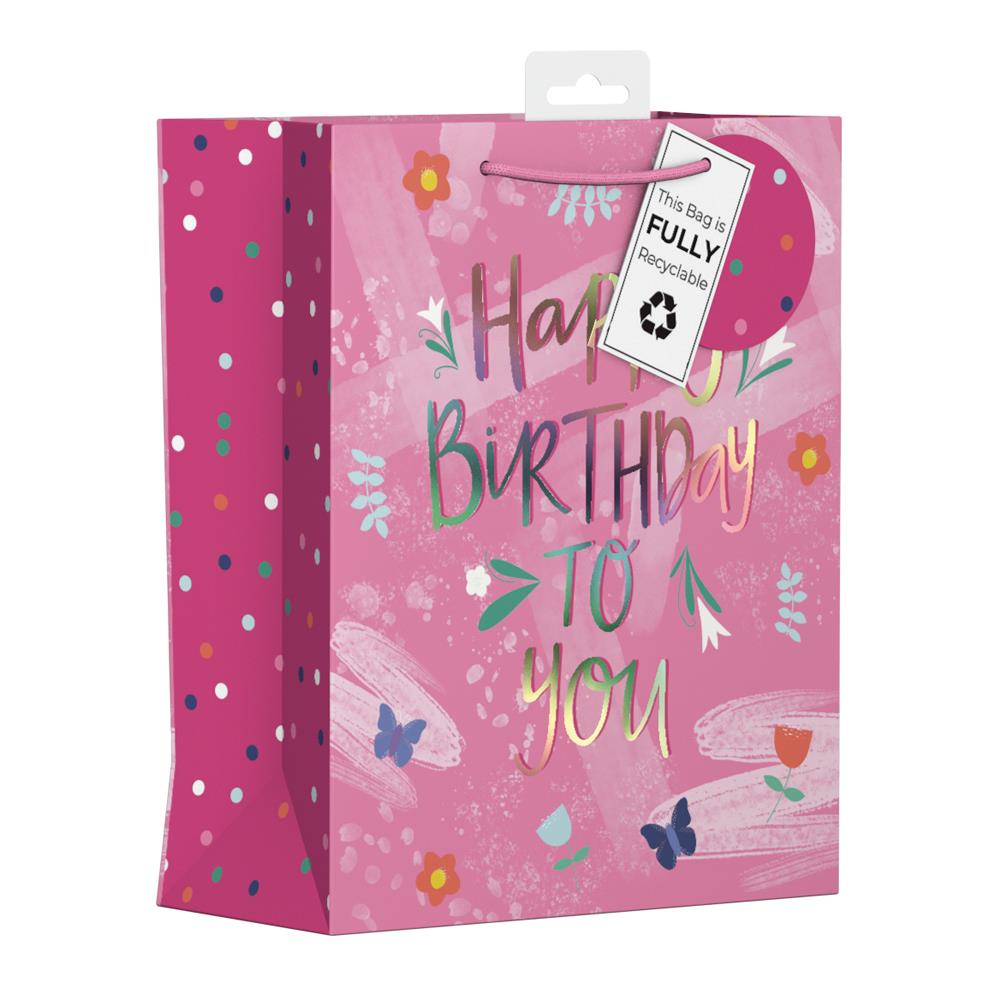 GIFTMAKER FEMALE BIRTHDAY TEXT MEDIUM GIFT BAGS APX 30 X 20 CM. YANGB50M \\\KD32602
