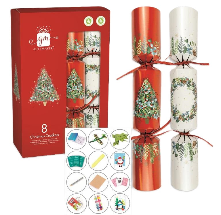 GIFTMAKER CHRISTMAS CRACKERS 8/PK - TRADITIONAL FOLIAGE. XAPGS503 \\\KD32611
