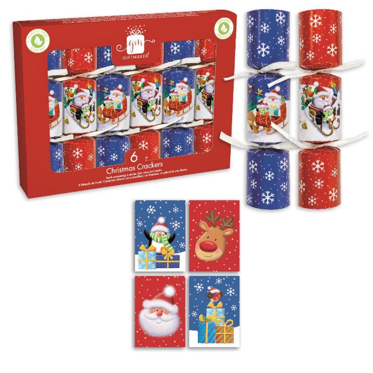 GIFTMAKER CHRISTMAS CRACKERS 6/PK - SANTA & FRIENDS. XAPGS100 \\\KD32612