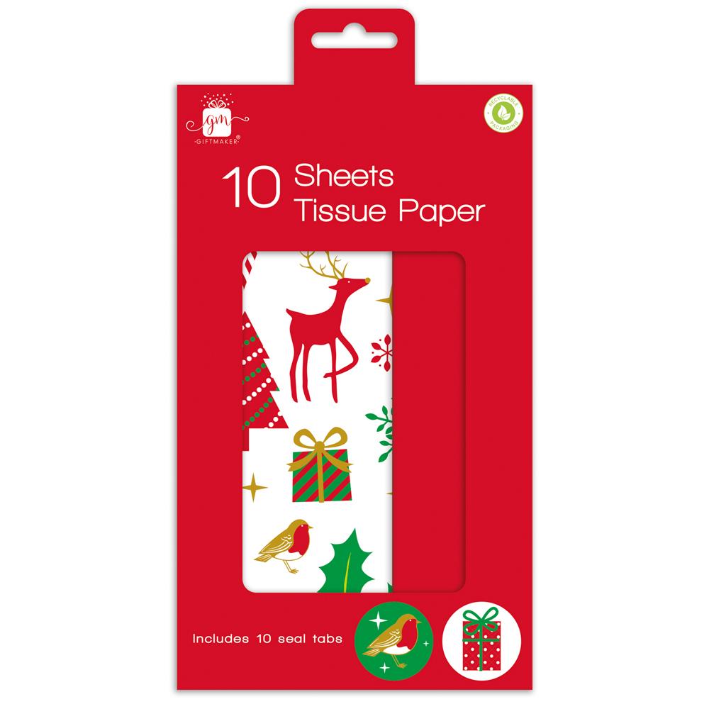 GIFTMAKER CHRISTMAS ICON & RED TISSUE PAPER 10/PK. XAPGA102 \\\KD32629