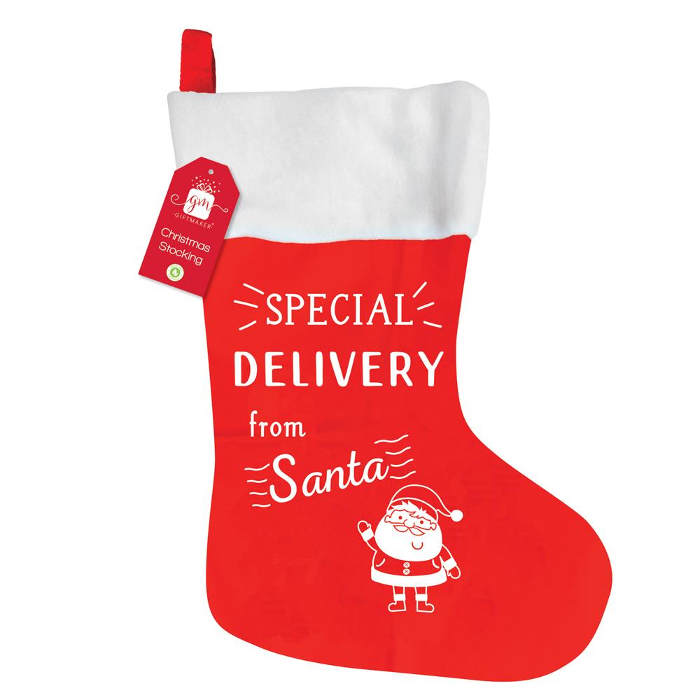 GIFTMAKER CHRISTMAS TRADITIONAL RED & WHITE STOCKING SPECIAL DELIVERY FROM SANTA. XAPGZ315 \\\KD32641