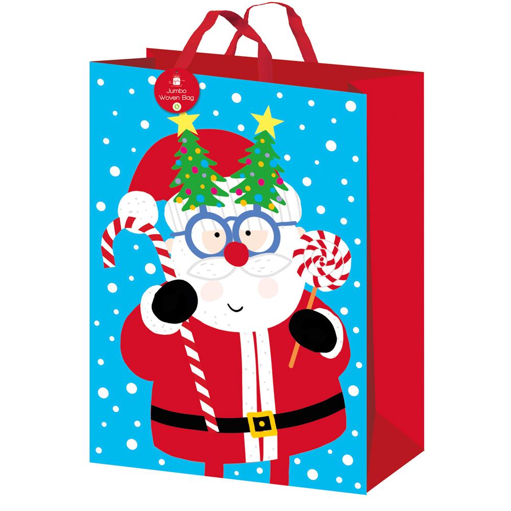 GIFTMAKER CHRISTMAS CUTE SANTA & FREINDS JUMBO WOVEN BAG. XAPGB35PP \\\KD32647