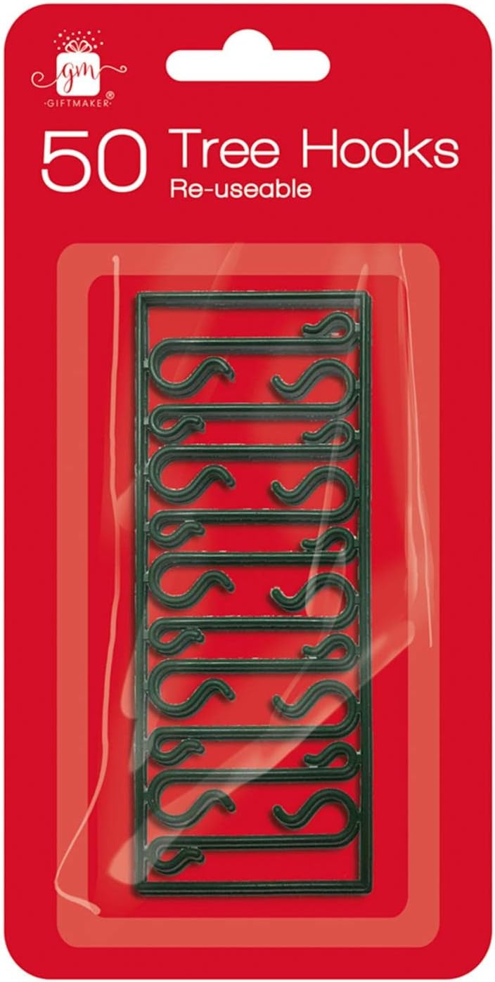GIFTMAKER CHRISTMAS PLASTIC GREEN TREE HOOKS 50/PK. XAMGZ632 \\\KD32648
