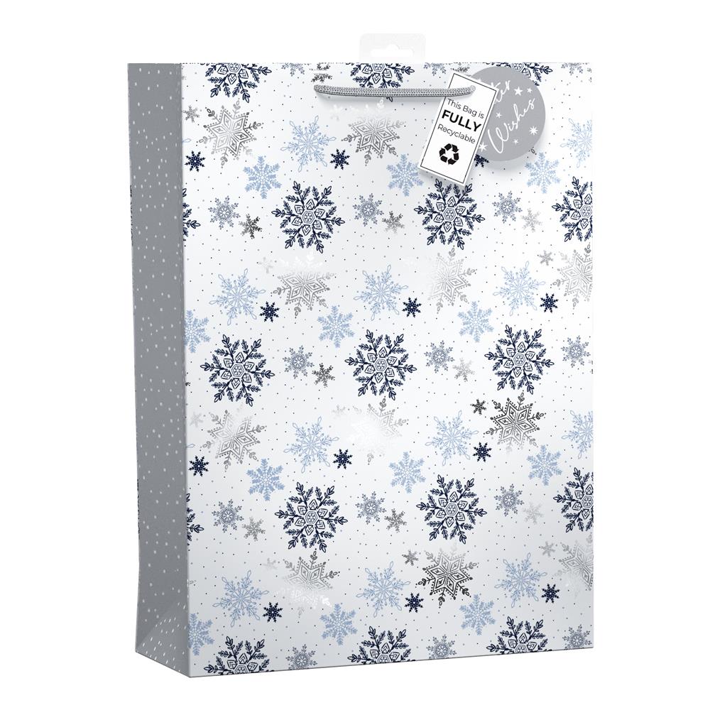 GIFTMAKER CHRISTAMS FALLING SNOWFLAKES EXTRA LARGE GIFT BAGS APX 47 X 33 CM. XAPGB67X \\\KD32652
