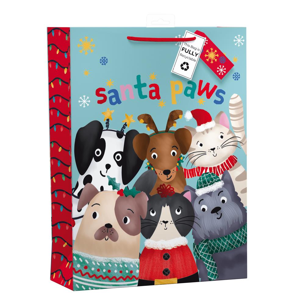 GIFTMAKER CHRISTAMS SANTA PAWS EXTRA LARGE GIFT BAGS APX 47 X 33 CM. XAPGB60X \\\KD32653