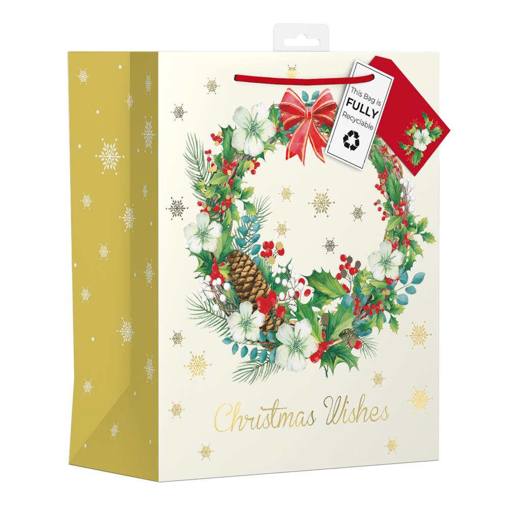 GIFTMAKER CHRISTMAS FOILAGE LARGE GIFT BAG APX 36 X 28CM. XANGB30L \\\KD32658