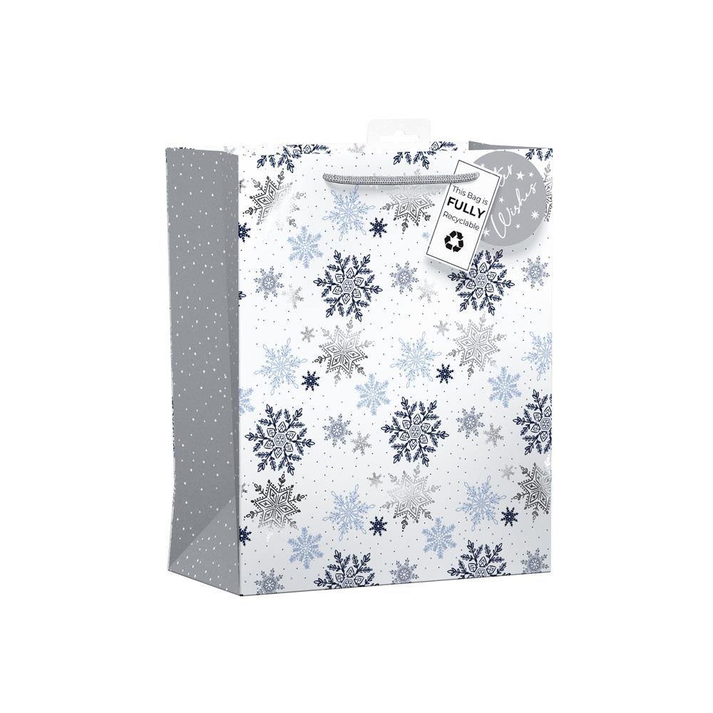 GIFTMAKER CHRISTAMS FALLING SNOWFLAKES LARGE GIFT BAGS APX 36 X 28CM. XAPGB67L \\\KD32667