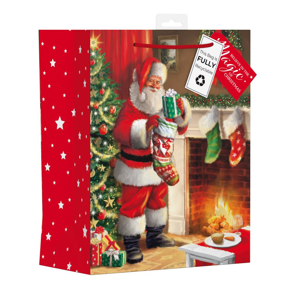 GIFTMAKER CHRISTMAS TRADITIONAL INDOOR SANTA LARGE GIFT BAG APX 36 X 28CM. XANGB38L \\\KD32668