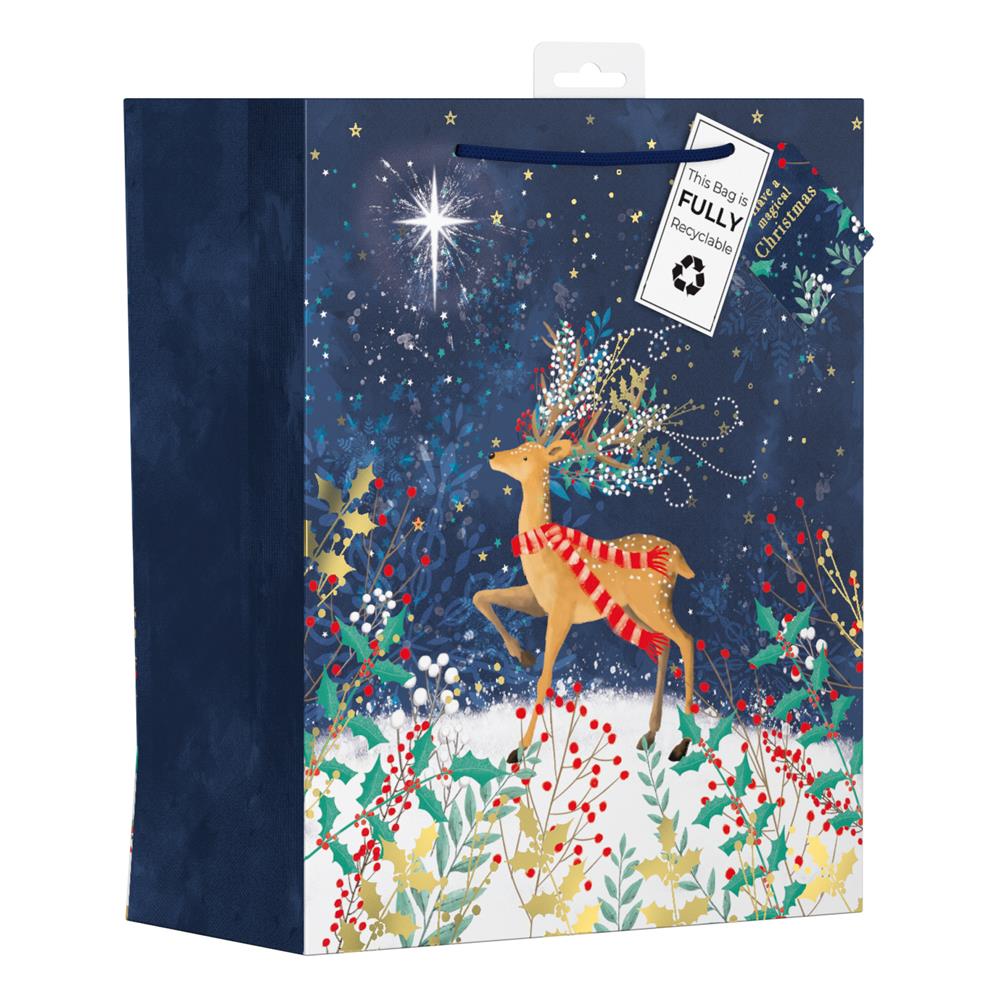 GIFTMAKER CHRISTAMS WHIMSICAL REINDEER LARGE GIFT BAGS APX 36 X 28CM. XANGB81L \\\KD32669