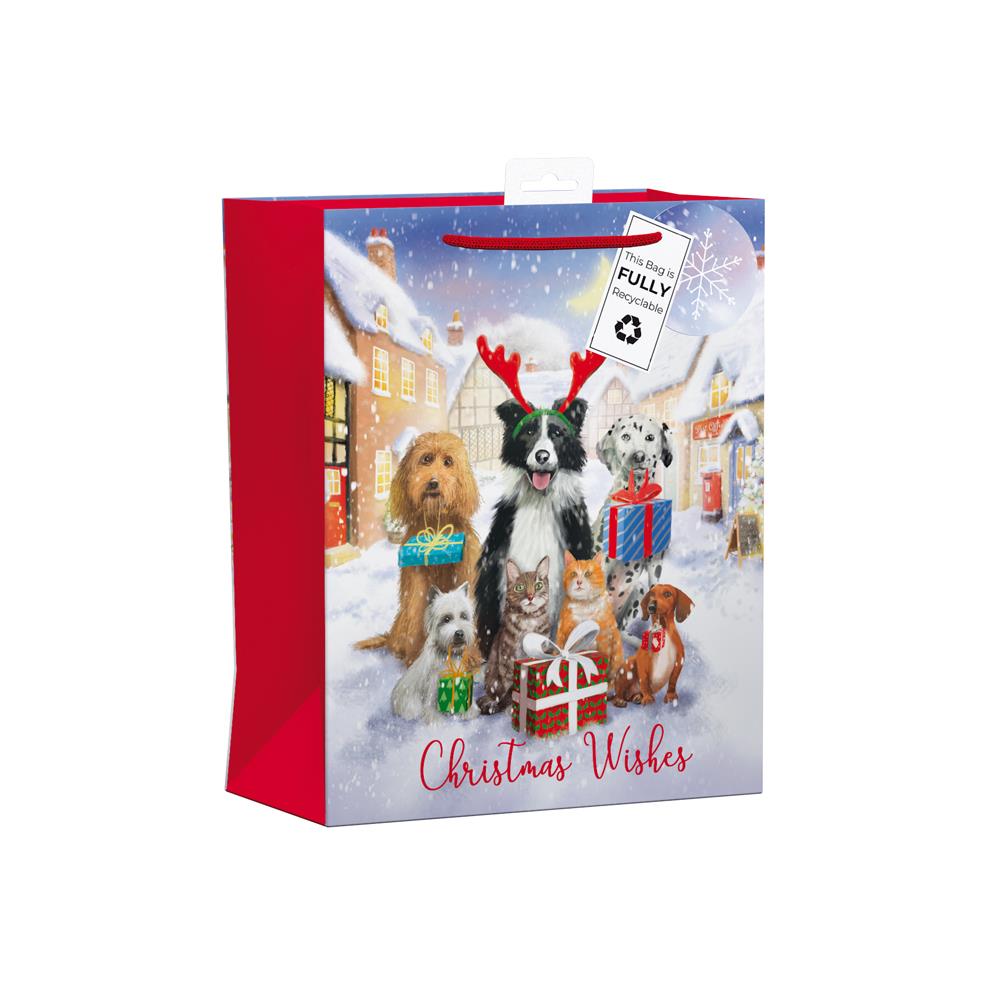 GIFTMAKER CHRISTMAS PETS LARGE GIFT BAGS APX 36 X 28CM. XAPGB38L \\\KD32671