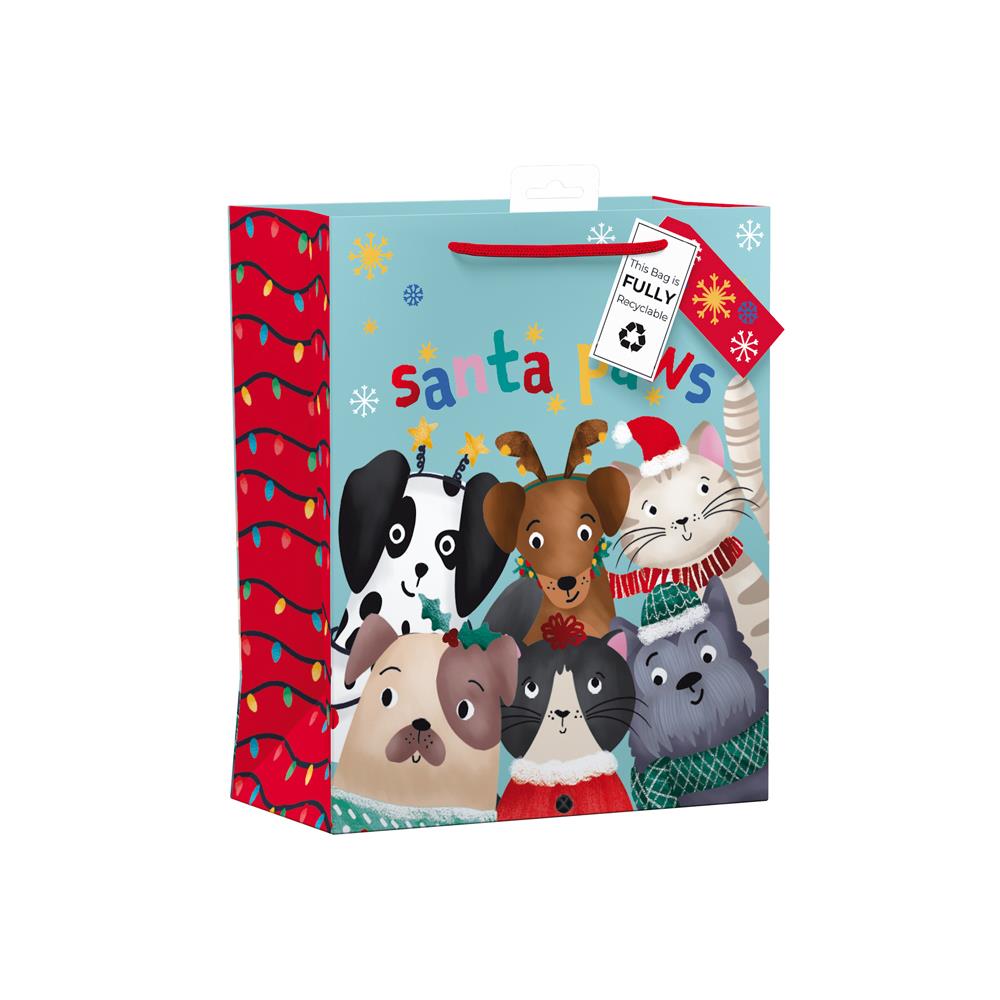 GIFTMAKER CHRISTAMS SANTA PAWS LARGE GIFT BAGS APX 36 X 28CM. XAPGB60L \\\KD32673