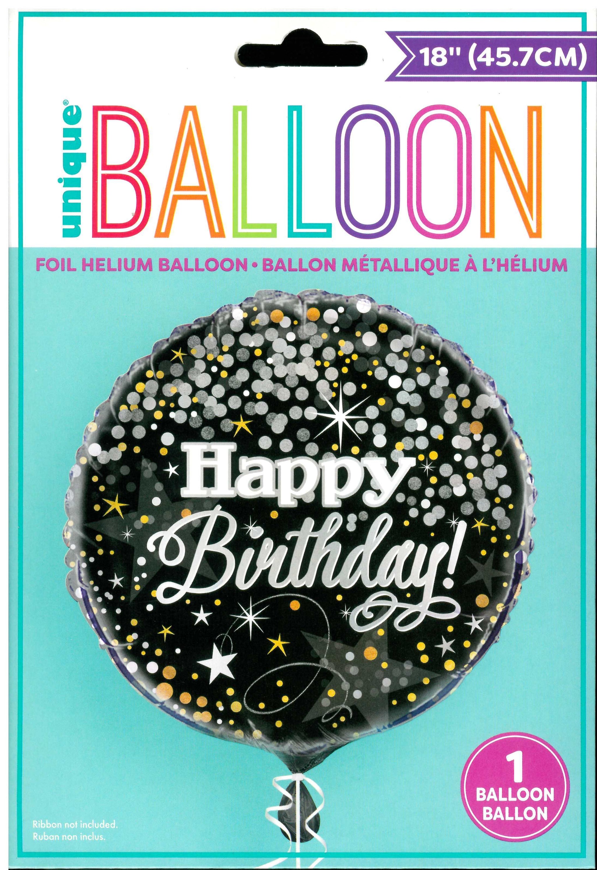 UNIQUE GLITTERING BIRTHDAY ROUND FOIL BALLOON 18". UNI58287 \\\KD32676