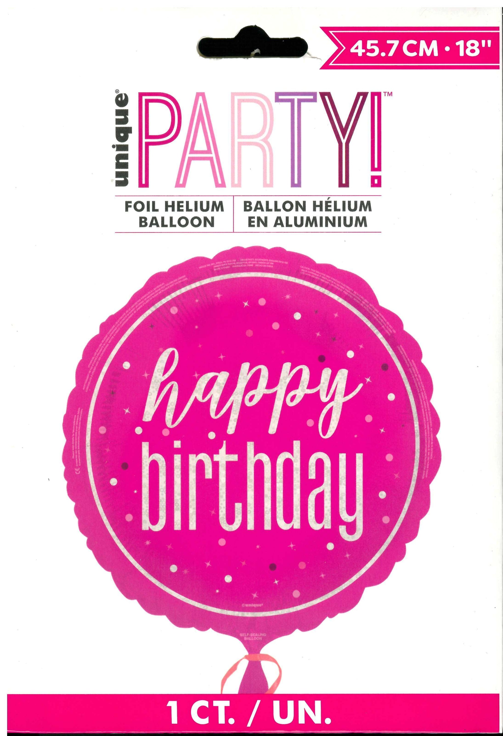 UNIQU PINK HAPPY BIRTHDAY ROUND FOIL BALLOON 18". UNI82286 \\\KD32679