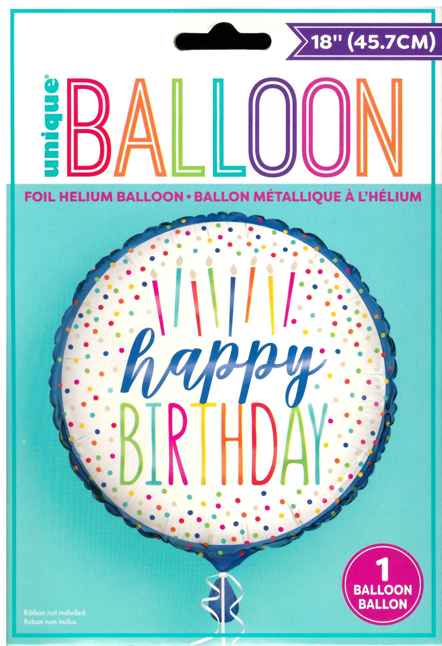 UNIQUE SILVER HAPPY BIRTHDAY ROUND FOIL BALLOON 18". UNI53843 \\\KD32681