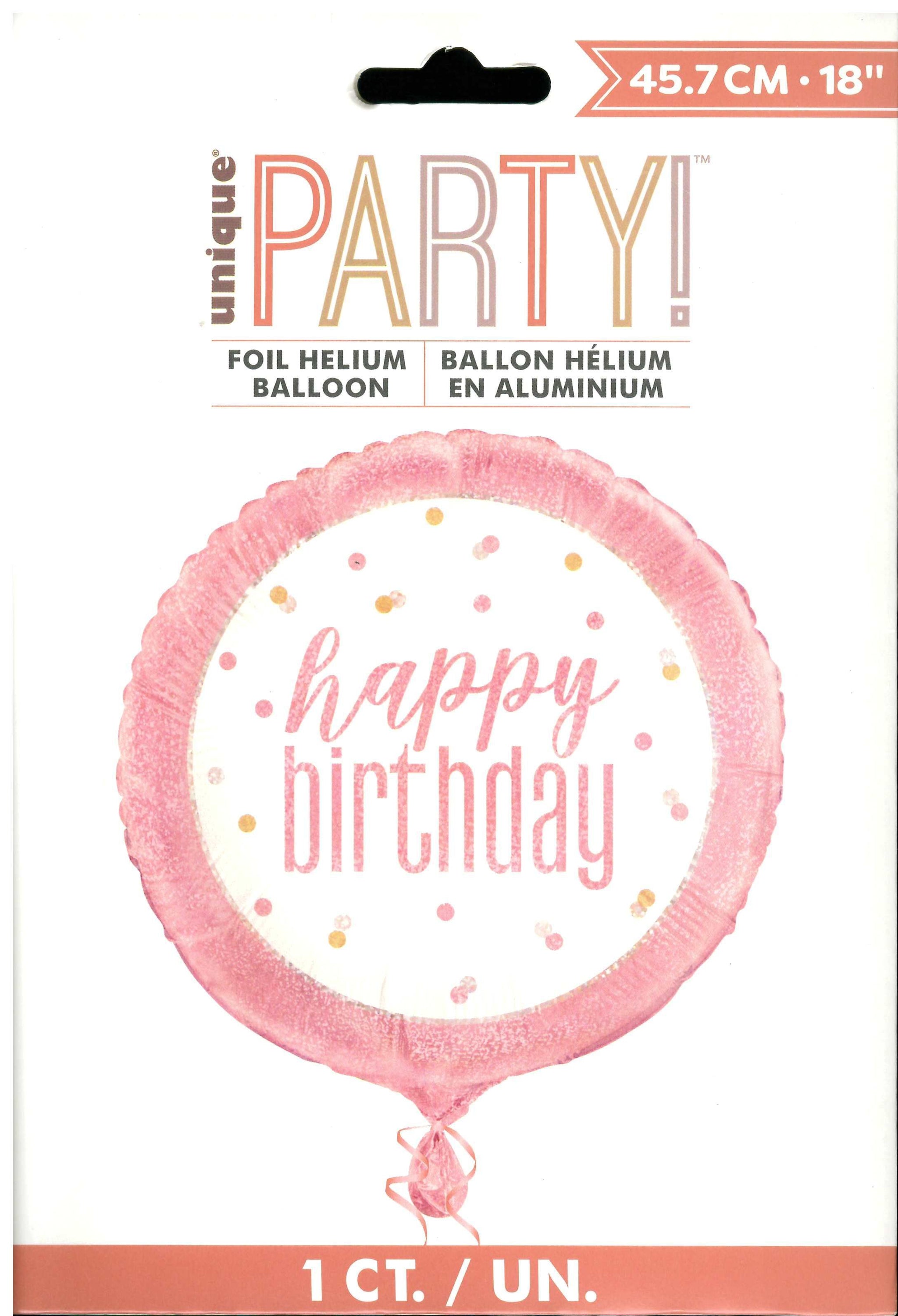 UNIQUE ROSE GOLD HAPPY BIRTHDAY ROUND FOIL BALLOON 18". UNI84897 \\\KD32682