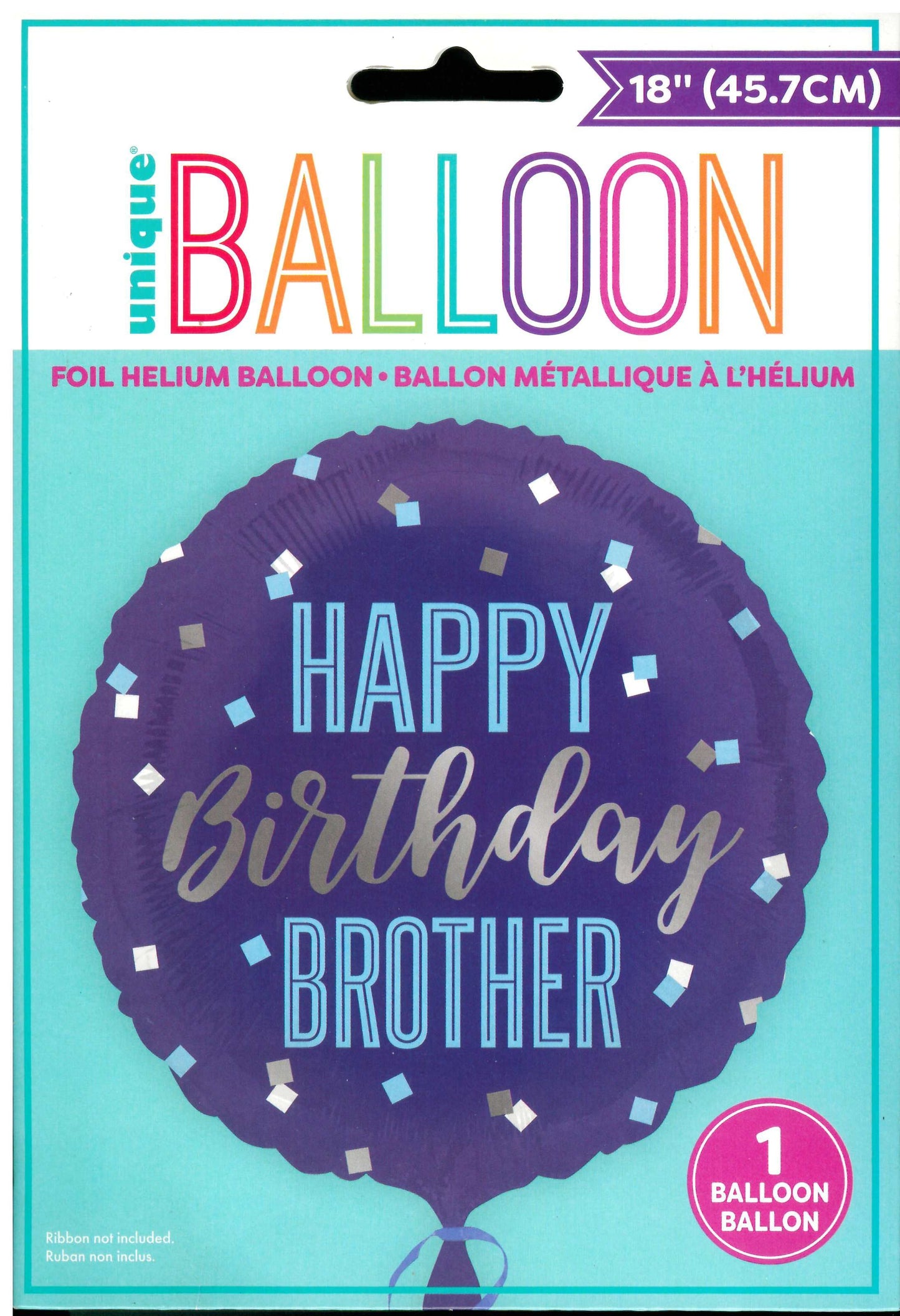 UNIQUE BLUE HAPPY BIRTHDAY BROTHER ROUND FOIL BALLOON 18". UNI85911 \\\KD32685