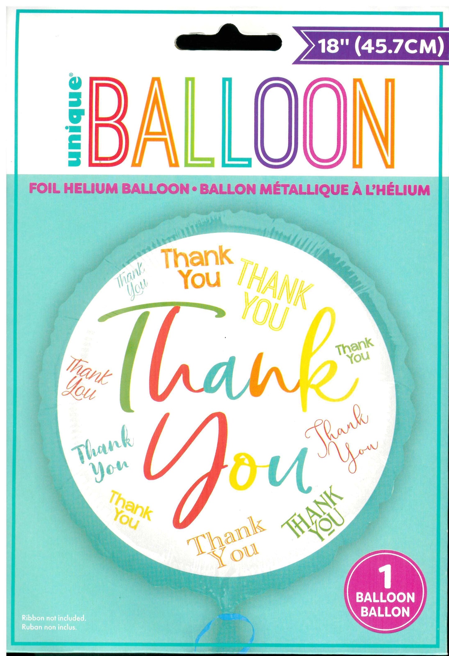 UNIQUE THANK YOU ROUND FOIL BALLOON 18". UNI81989 \\\KD32692