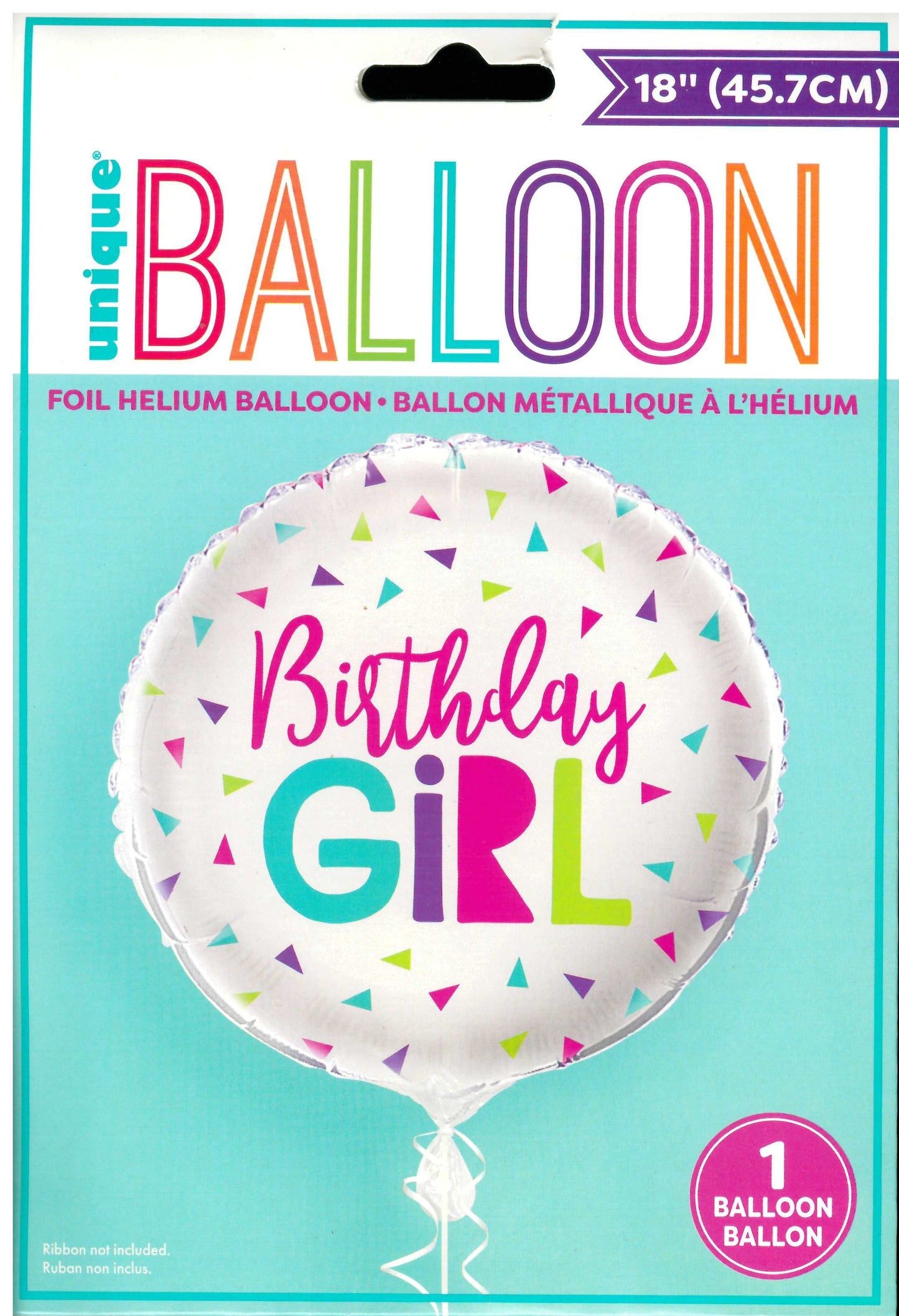 UNIQUE CONFETTI BIRTHDAY GIRL ROUND FOIL BALLOON 18". UNI54021 \\\KD32696