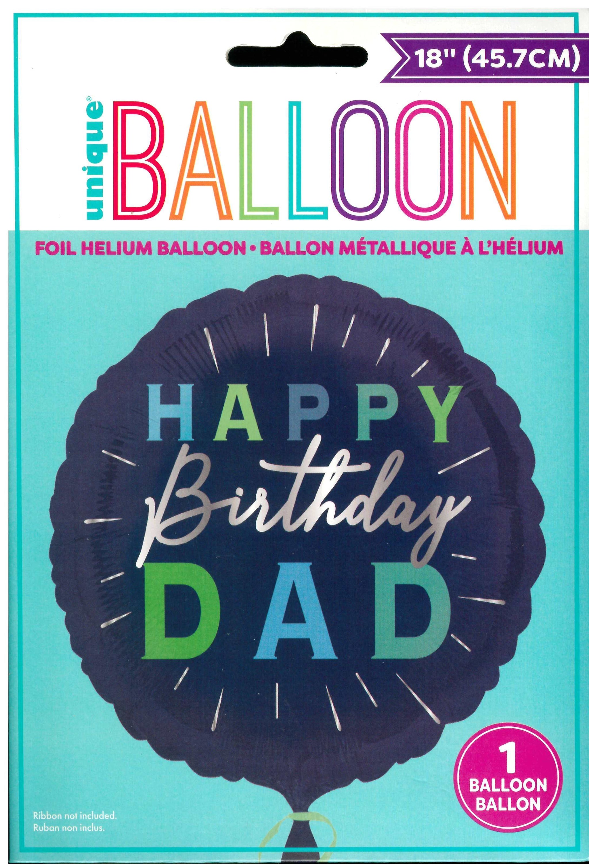 UNIQUE BLUE HAPPY BIRTHDAY DAD ROUND FOIL BALLOON 18". UNI81983 \\\KD32697