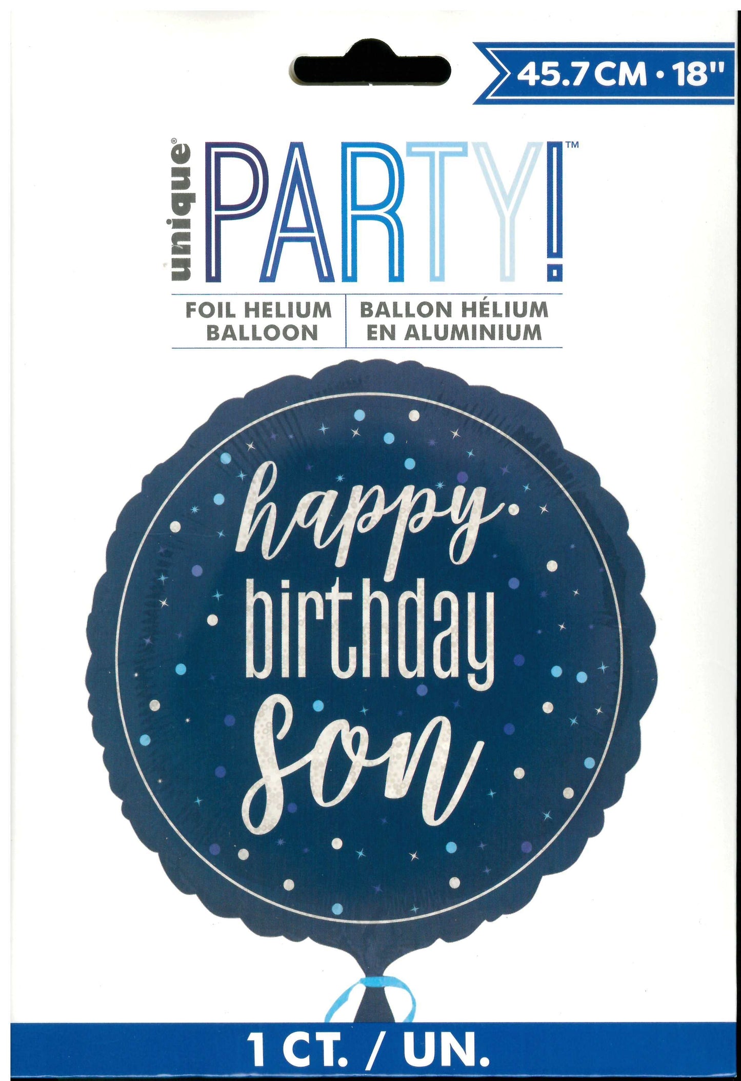 UNIQUE BLUE HAPPY BIRTHDAY SON ROUND FOIL BALLOON 18". UNI81984 \\\KD32698