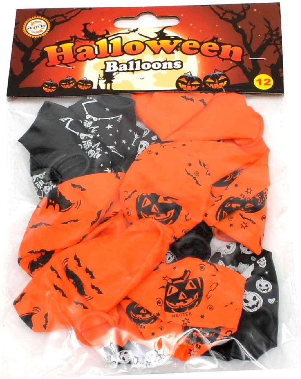 HALLOWEEN SCARY SPOOKY LATEX BALLOONS 12/PK. 215140 \\\KD32766