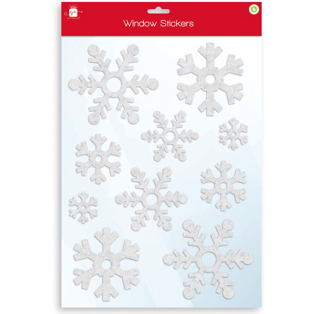 GIFTMAKER WHITE FLOCK SNOWFLAKE WINDOW STICKERS 40 X 30CM. XALGZ641 \\\KD32770