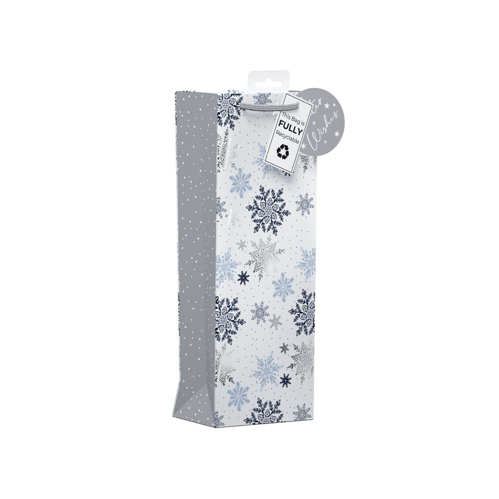 GIFTMAKER FALLING SNOWFLAKES BOTTLE GIFT BAG 40 X12 CM. XAPGB67B \\\KD32778