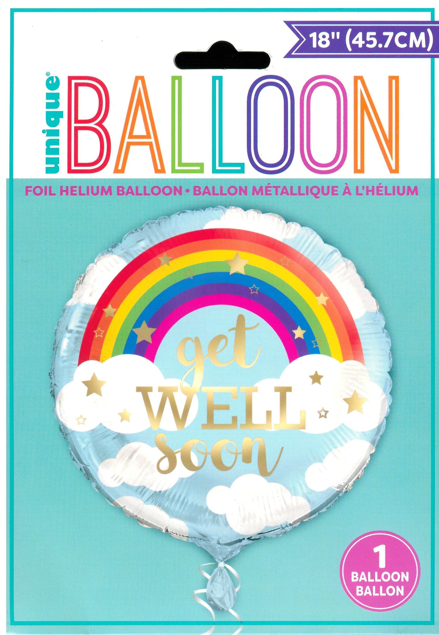 UNIQUE GWT WELL SOON RAINBOW ROUND FOIL BALLOON 18". UNI53753 \\\KD32795