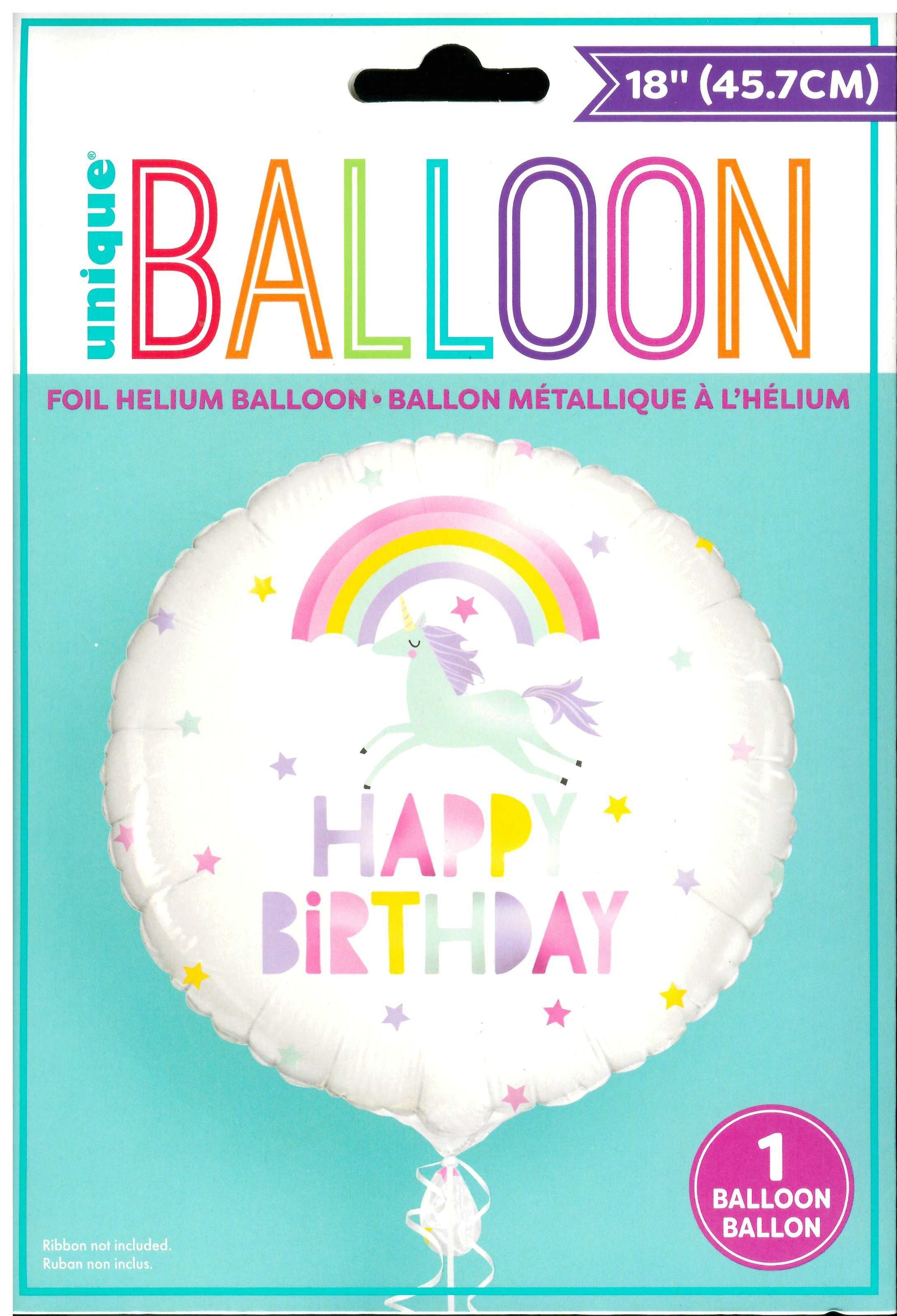UNIQUE RAINBOW UNICORN HAPPY BIRTHDAY ROUND FOIL BALLOON 18". UNI53847 \\\KD32803